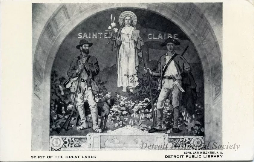 Postcard - Spirit of the Great Lakes, Detroit Public Library