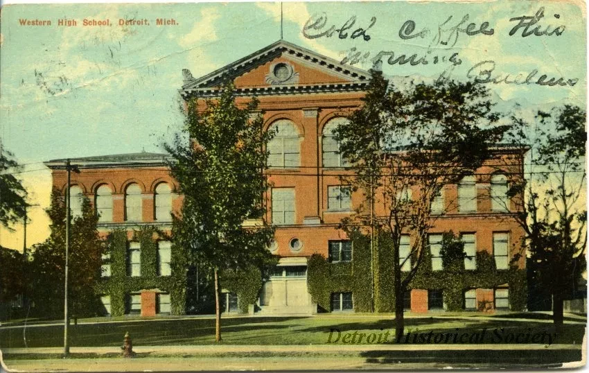 Postcard - Western High School, Detroit, Mich.