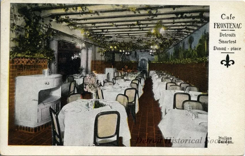 Postcard - Cafe Frontenac, Detroit's Smartest Dining-place
Italian Garden.