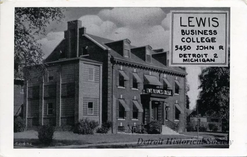 Postcard - Lewis Business College, 5450 John R, Detroit 2, Michigan