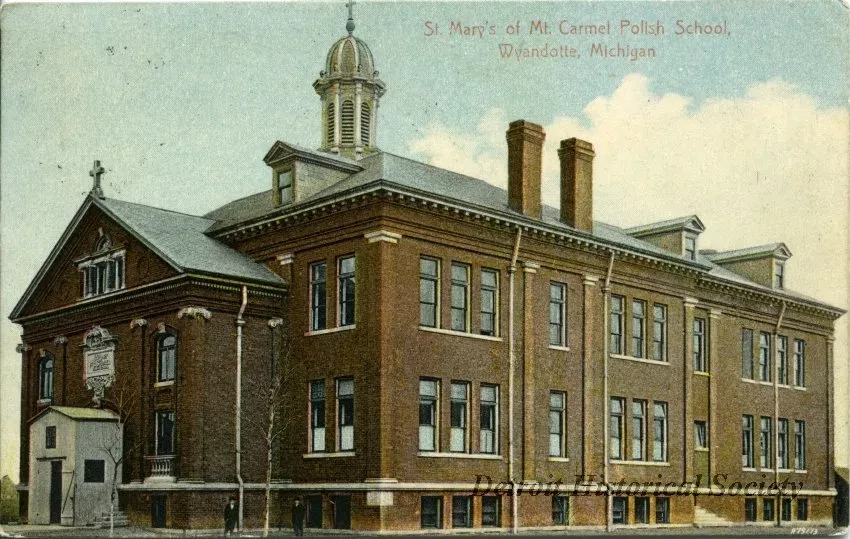 Postcard - St. Mary's of Mt. Carmel Polish School, Wyandotte, Michigan.
