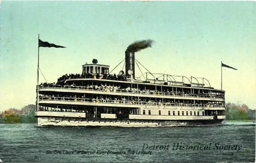 Postcard - Str. "Ste. Claire" of Detroit River Steamers, Bob-Lo Route.