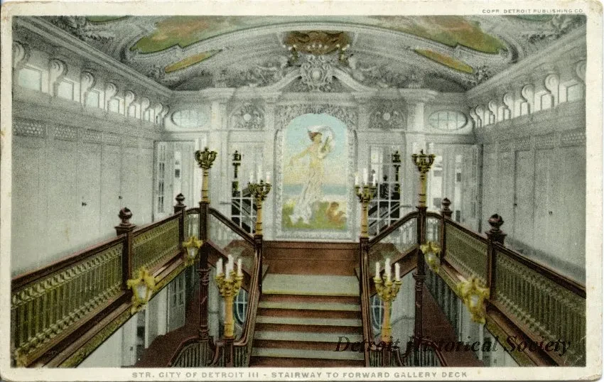 Postcard - Str. City of Detroit III - Stairway to Forward Gallery Deck