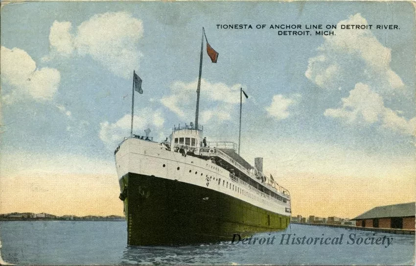 Postcard - Tionesta of Anchor Line on Detroit River, Detriot, Mich.