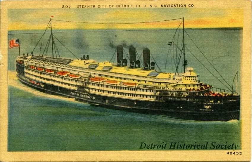 Postcard - Steamer City of Detroit III D. & C. Navigation Co.