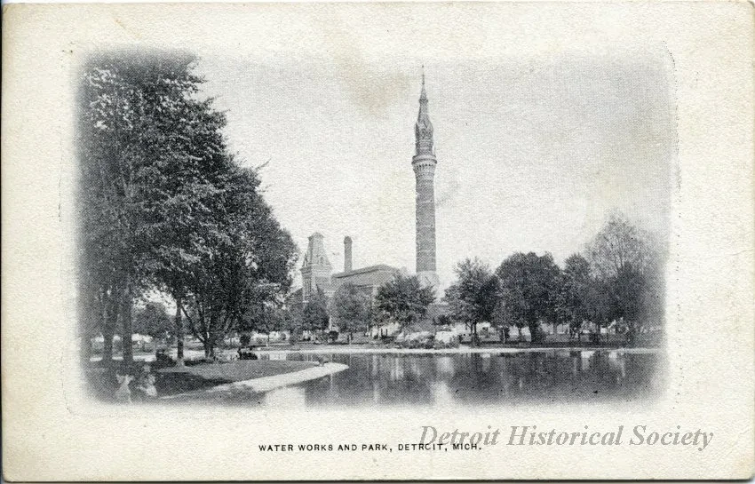 Postcard - Water Works and Park, Detroit, Mich.