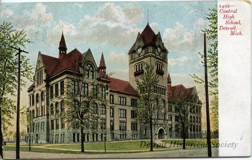 Postcard - Central High School, Detroit, Mich.