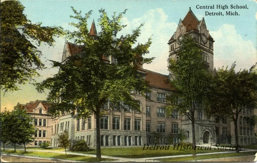 Postcard - Central High School, Detroit, Mich.