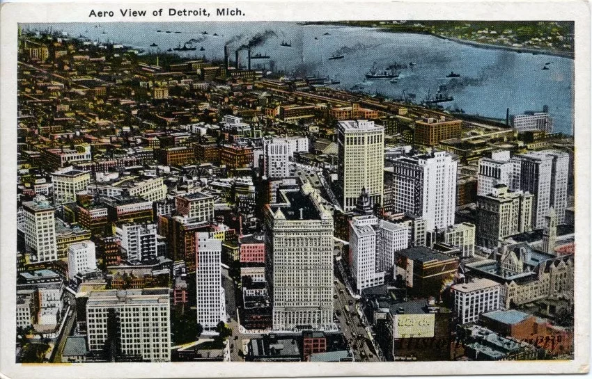 Postcard - Aero View of Detroit, Mich.