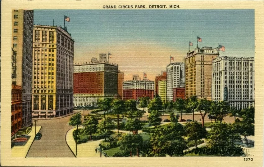 Postcard - Grand Circus Park, Detroit, Mich.