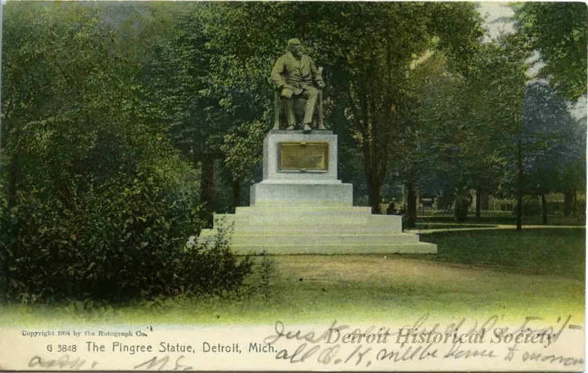 Postcard - The Pingree Statue, Detroit, Mich.
