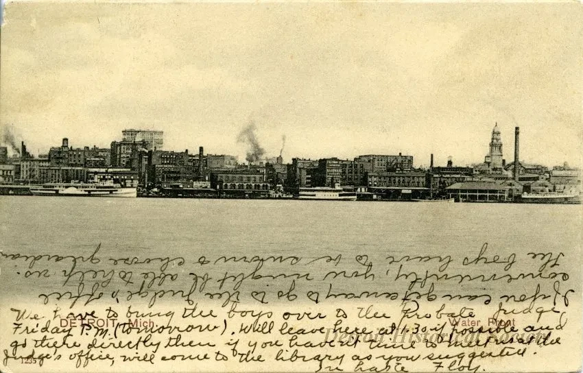 Postcard - Water Front, Detroit, Mich.