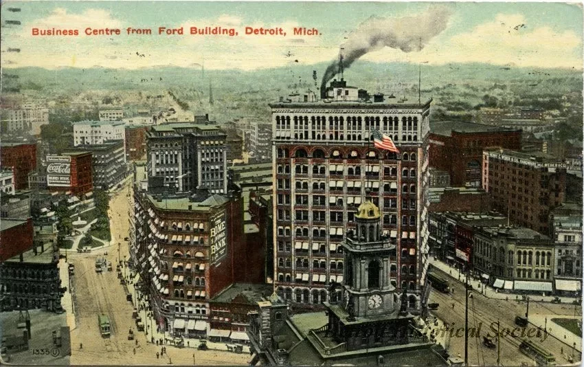 Postcard - Business Centre from Ford Building, Detroit, Mich.