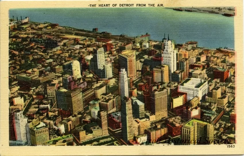 Postcard - The Heart of Detroit from the Air.