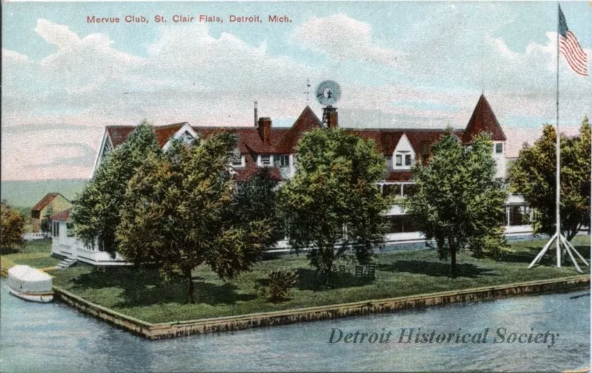 Postcard - Mervue Club St. Clair Flats, Detroit, Mich.