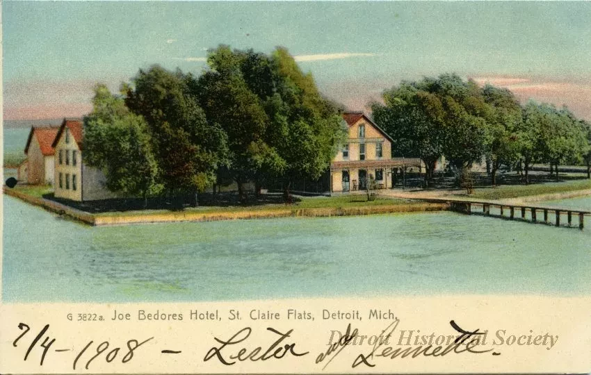 Postcard - Joe Bedores Hotel, St. Claire Flats, Detroit, Mich.