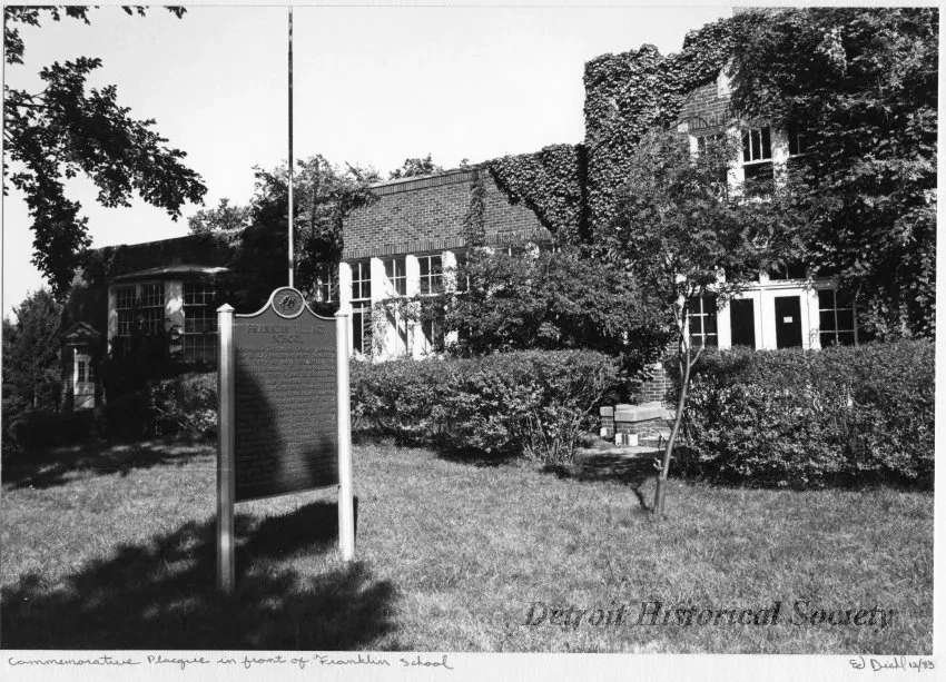 Print, Photographic - Commemorative Plaque in Front of Franklin School
