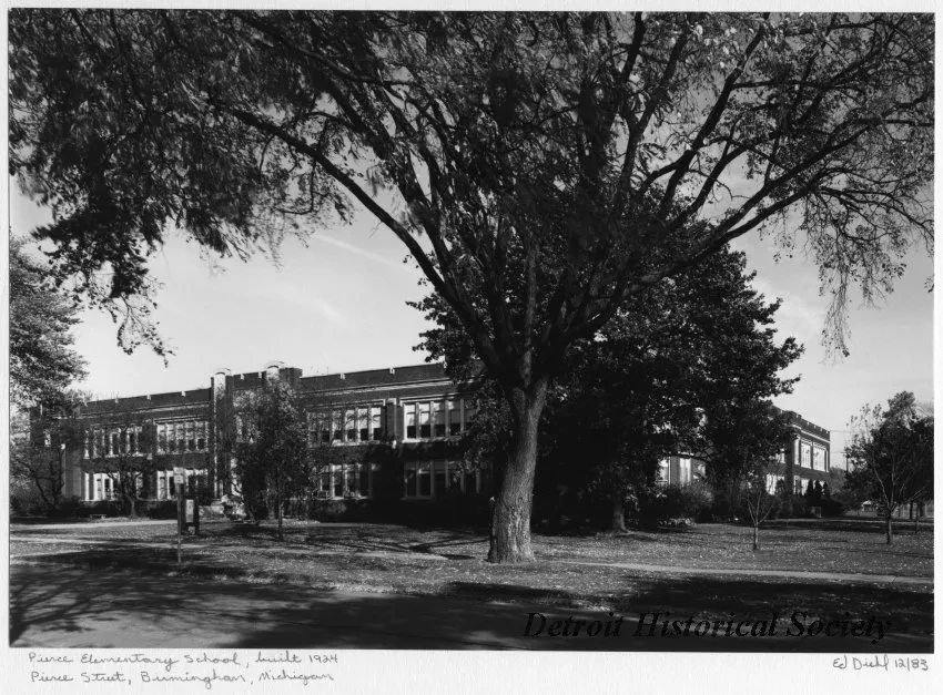 Print, Photographic - Pierce Elementary School, built 1924; Pierce Street, Birmingham, Michigan