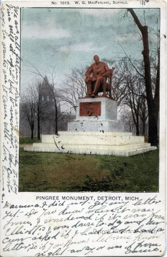 Postcard - Pingree Monument, Detroit, Mich.