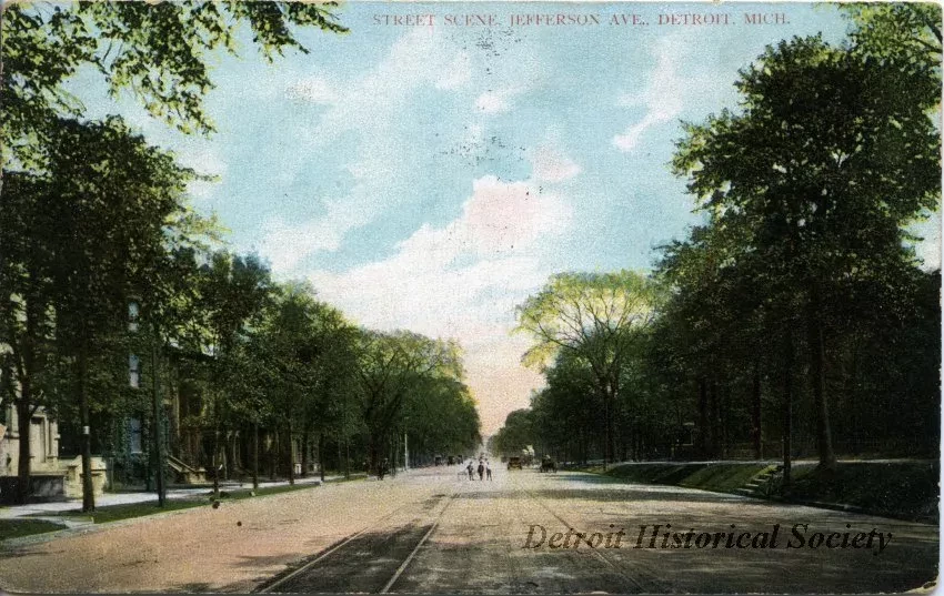 Postcard - Street Scene, Jefferson Ave., Detroit, Mich.