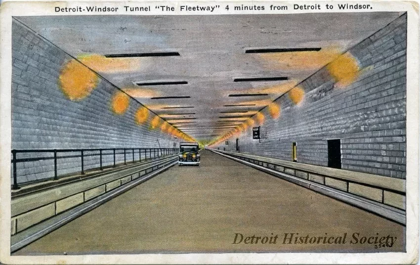 Postcard - Detroit-Windsor Tunnel "The Fleetway" 4 minutes from Detroit to Windsor.