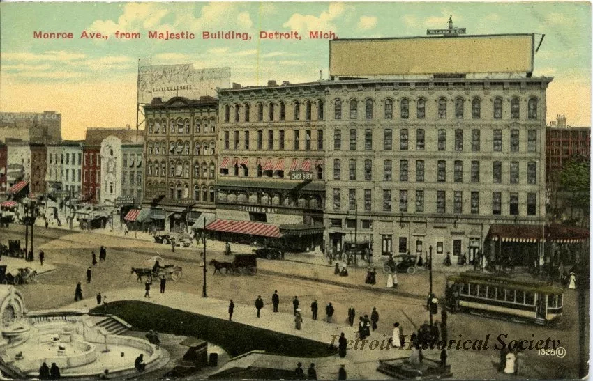 Postcard - Monroe Ave., from Majestic Building, Detroit, Mich.