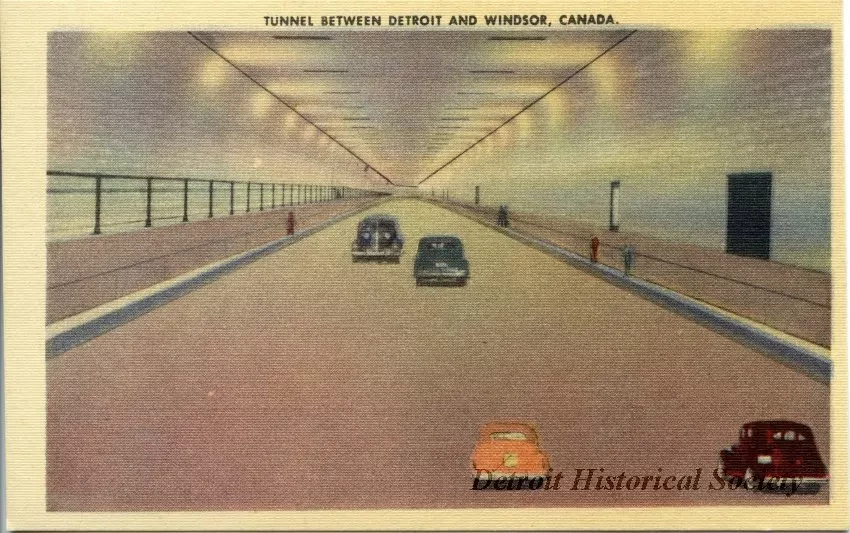 Postcard - Tunnel Between Detroit and Windsor, Canada.