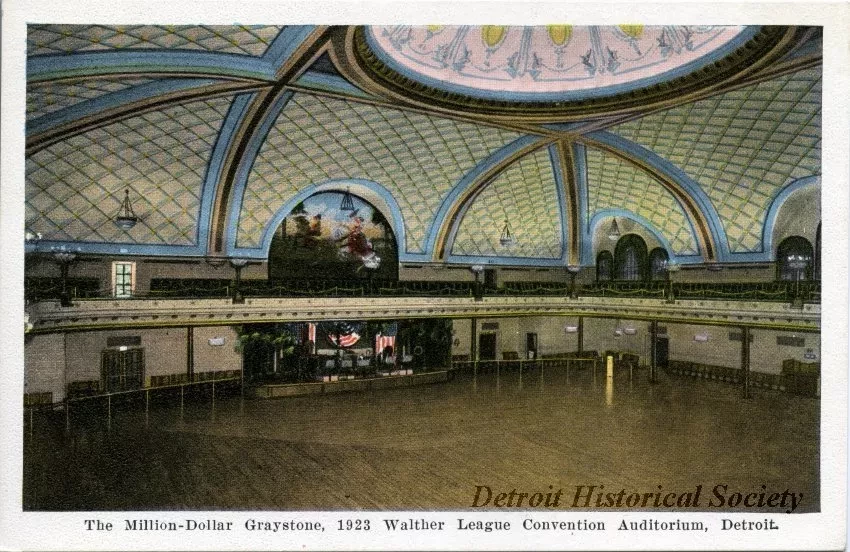 Postcard - The Million Dollar Graystone, 1923 Walther League Convention Auditorium, Detroit.