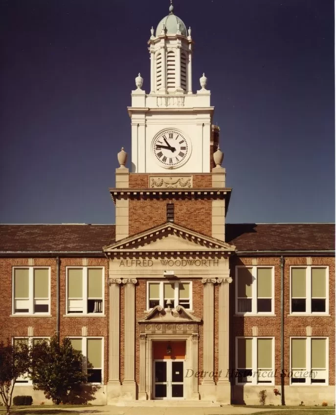 Print, Photographic - Clock Tower & Center Entrance, Woodworth Jr. High