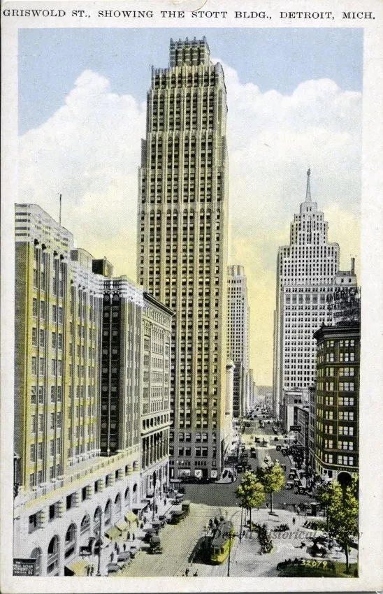 Postcard - Griswold St., Showing the Stott Bldg., Detroit, Mich.