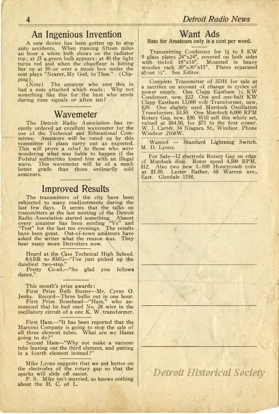 Newsletter - Detroit Radio News, Vol. 1, No. 3