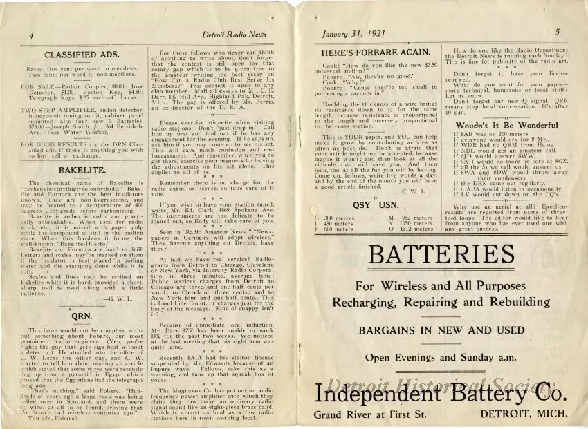 Newsletter - Detroit Radio News, Vol. 2, No. 1