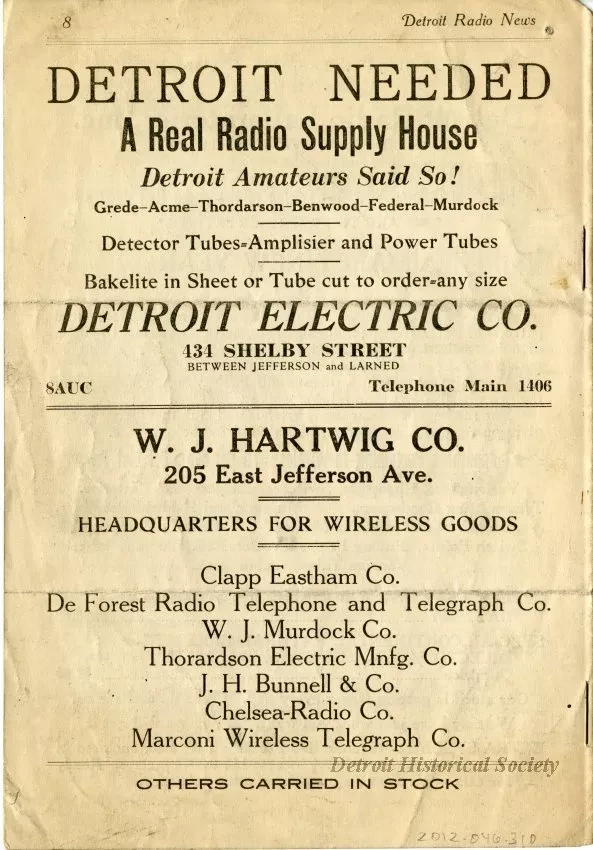 Newsletter - Detroit Radio News, Vol. 2, No. 1