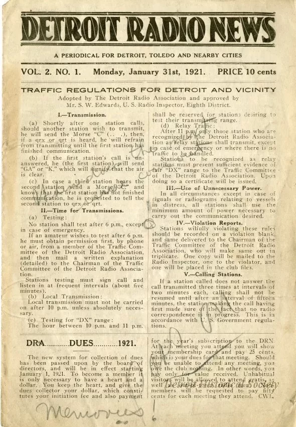 Newsletter - Detroit Radio News, Vol. 2, No. 1