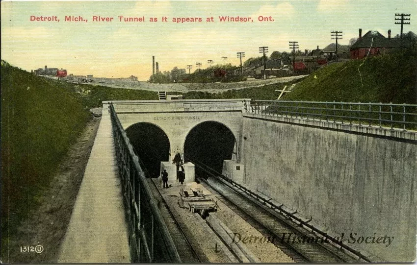 Postcard - Detroit, Mich., River Tunnel as it appears at Windsor, Ont.