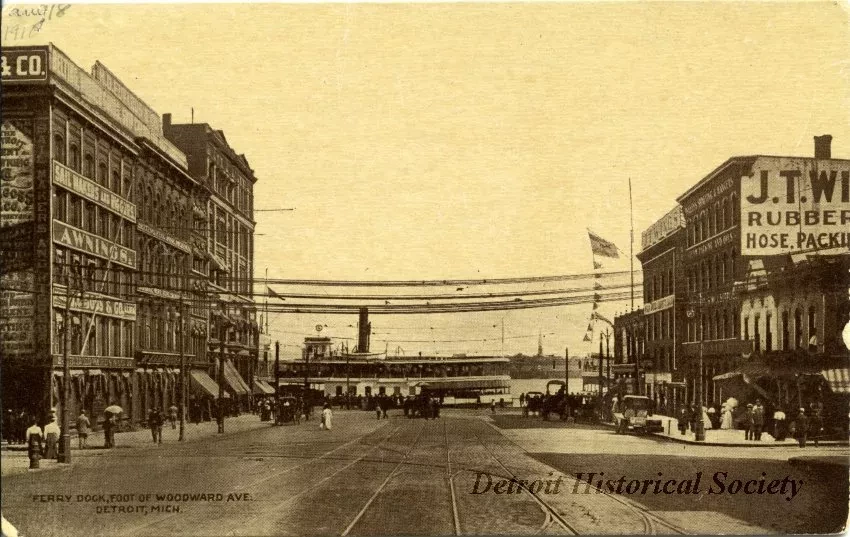 Postcard - Ferry Dock, Foot of Woodward Avenue, Detroit, Mich.