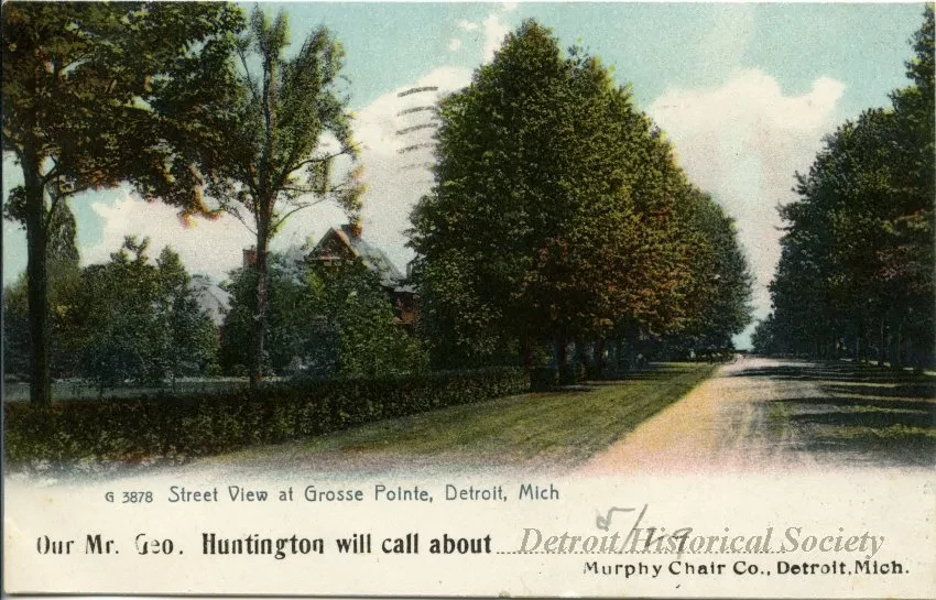 Postcard - Street View at Grosse Pointe, Detroit, Mich