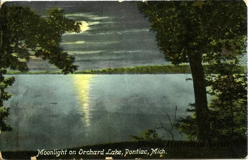Postcard - Moonlight on Orchard Lake, Pontiac, Mich.
