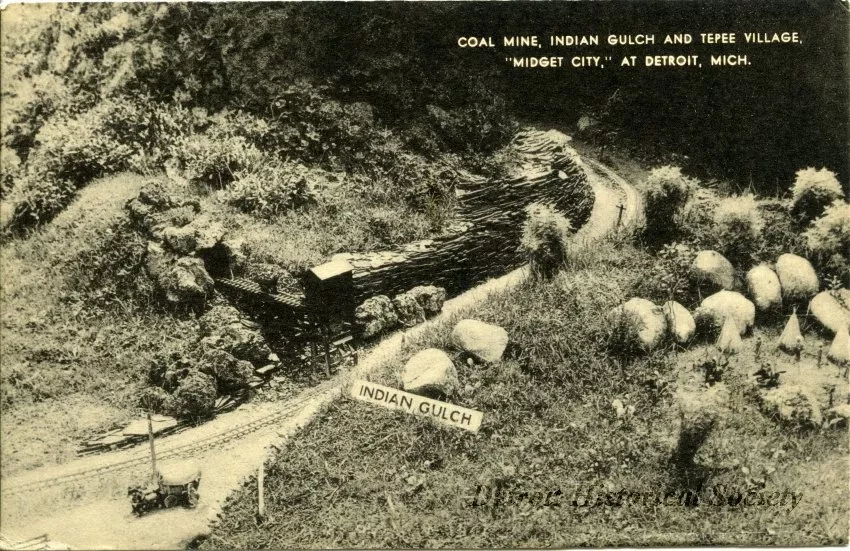 Postcard - Coal Mine, Indian Gulch and Tepee Village, "Midget City," at Detroit, Mich.