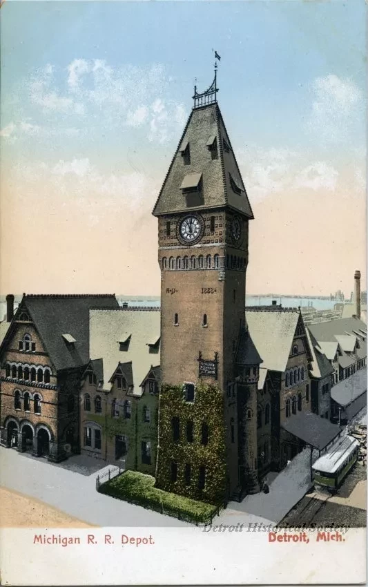 Postcard - Michigan R. R. Depot, Detroit, Mich.