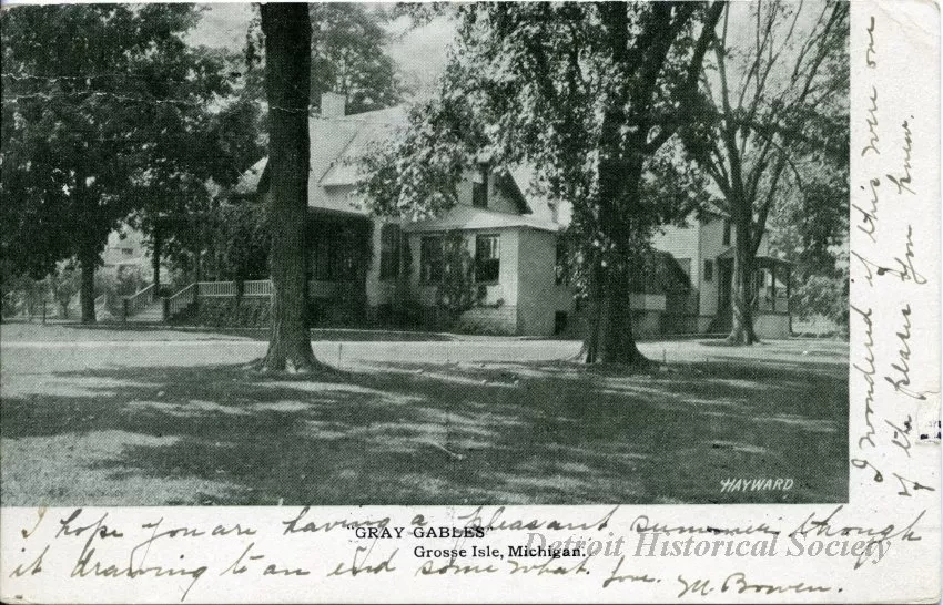 Postcard - "Gray Gables" Grosse Isle, Michigan.