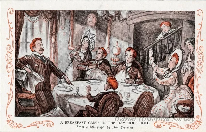 Postcard - A Breakfast Crisis in the Day Household