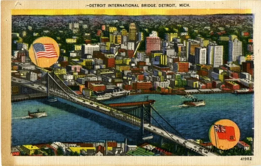 Postcard - Detroit International Bridge. Detroit, Mich.