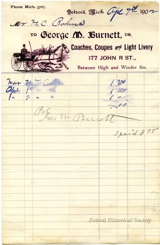 Bill - George M. Burnett, Driver
Coaches, Coupes, and Light Livery