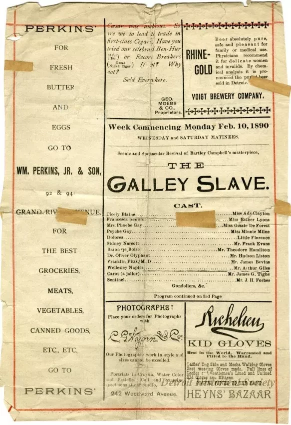 Program, Theater - H.C. Miner's Grand Theatre Bill of the Play