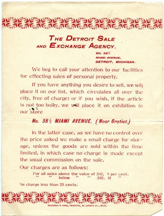 Advertisement - Detroit Sale and Exchange Agency