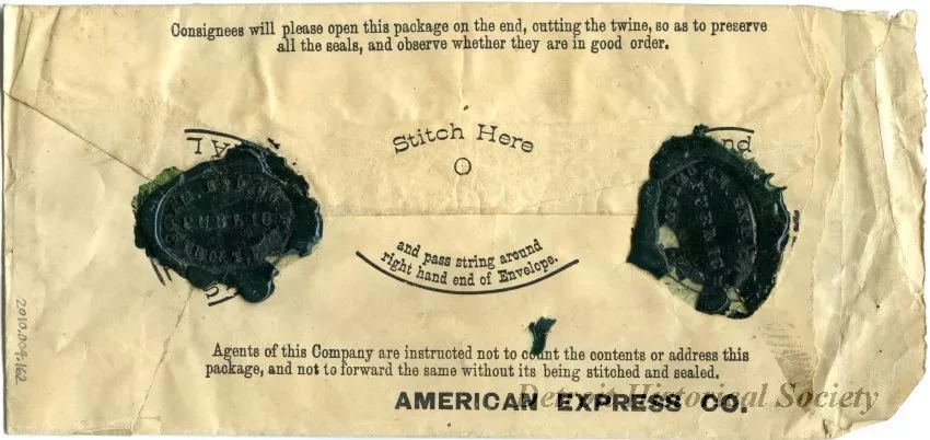 Envelope - American Express Company, 
Detroit, Michigan Office