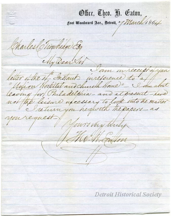 Letter - Office, Theodore H. Eaton