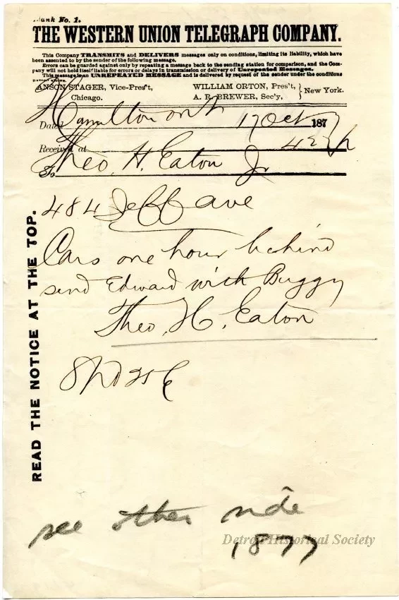 Telegram - The Western Union Telegraph Company