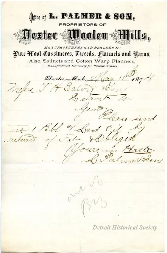 Letter - Dexter Woolen Mills